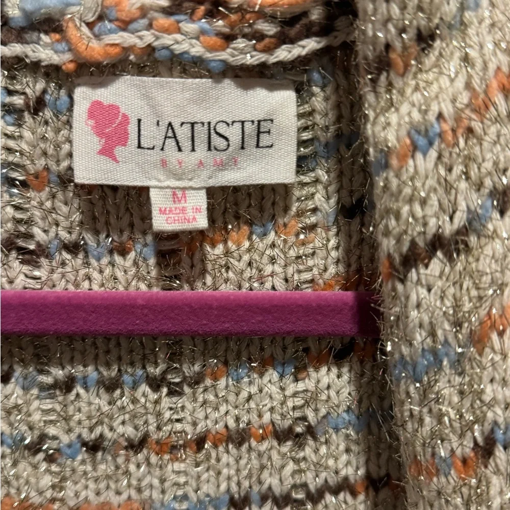 L'ATISTE Multicolor Textured Cardigan - Picture 6 of 7